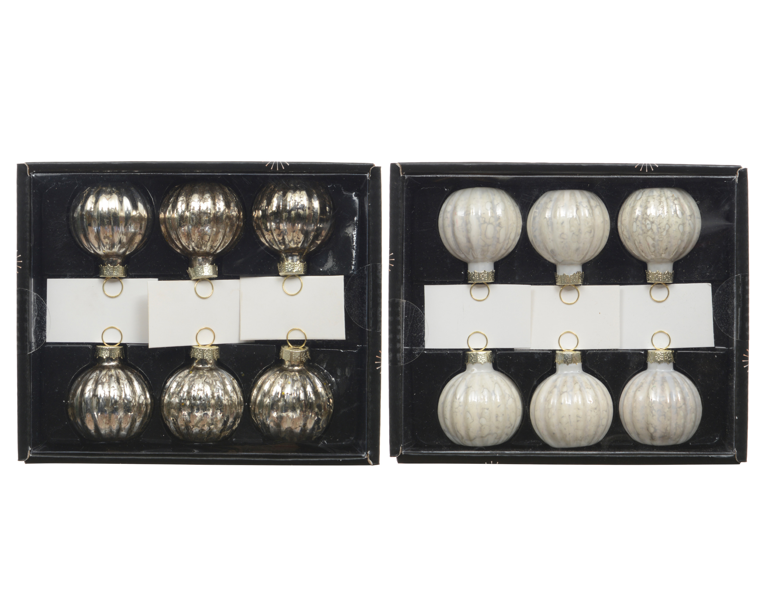 Kerstbal Glas Antique Finish 4cm set 6 stuks - assorti - prijs per set