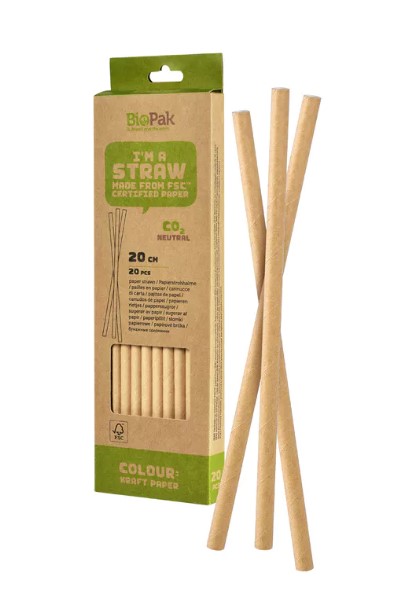 BioPak Rietjes Kraft Papier - 20 stuks