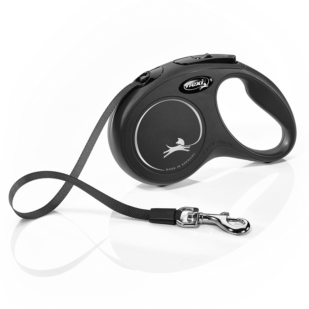 Flexi Leiband New Classic Lint S 5 m Zwart