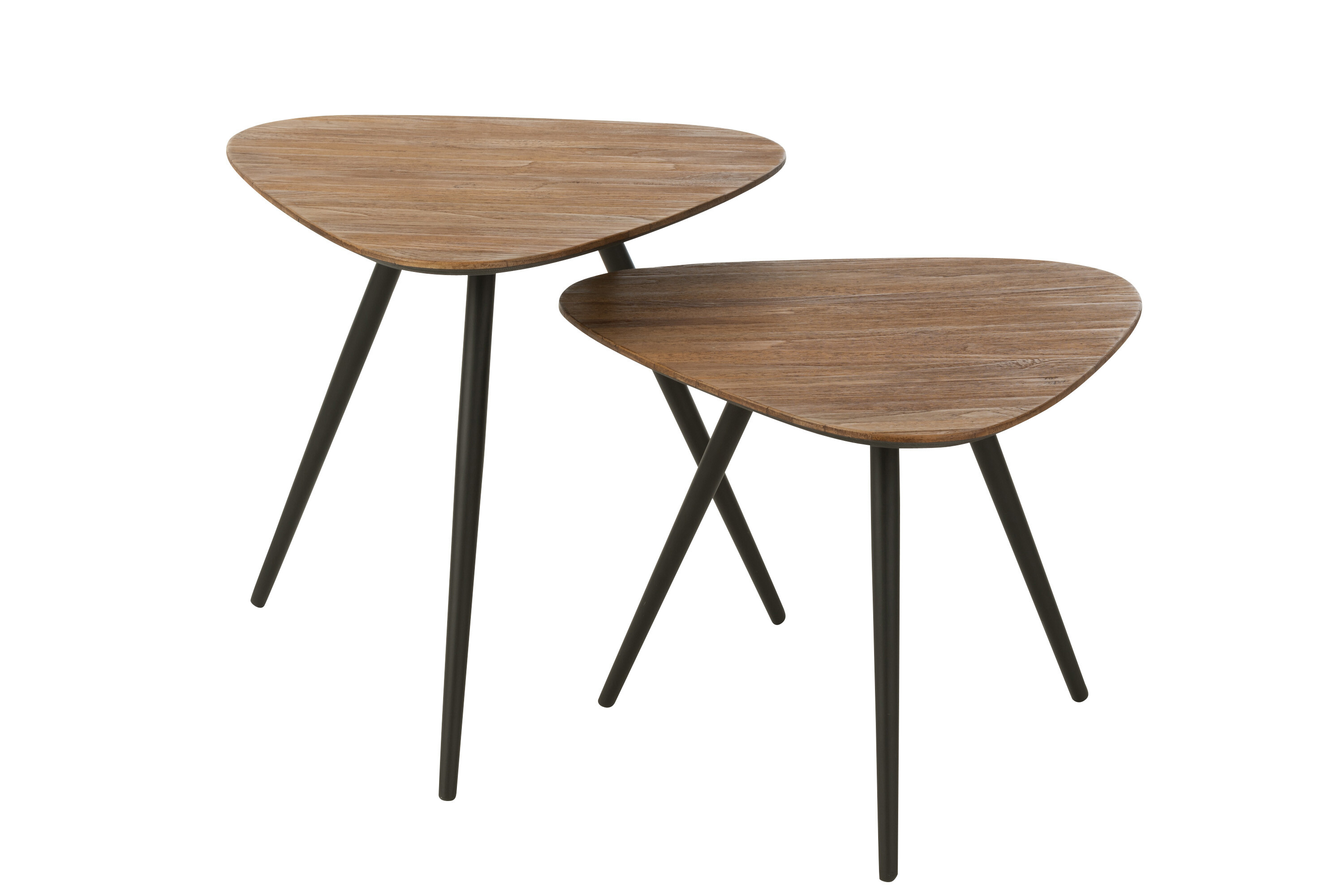 J-Line Bijzettafel Driehoek Set 2-delig Teak 50x50x50 cm Naturel