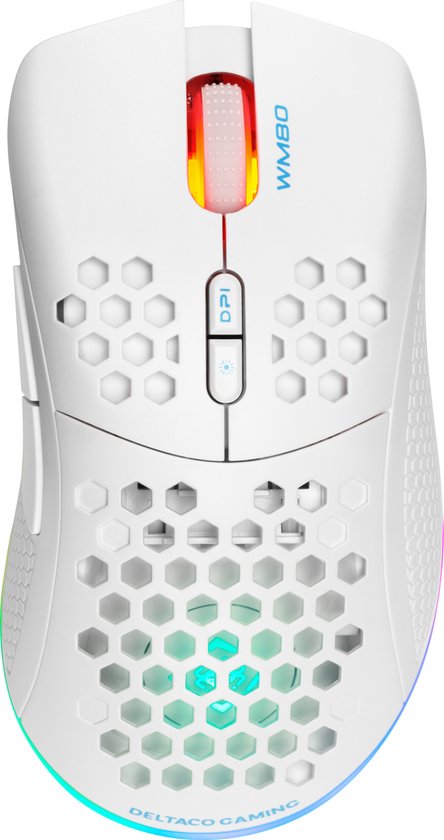 Deltaco Gaming Mouse WM80 Wireless Wit - Lightweight - RGB Led