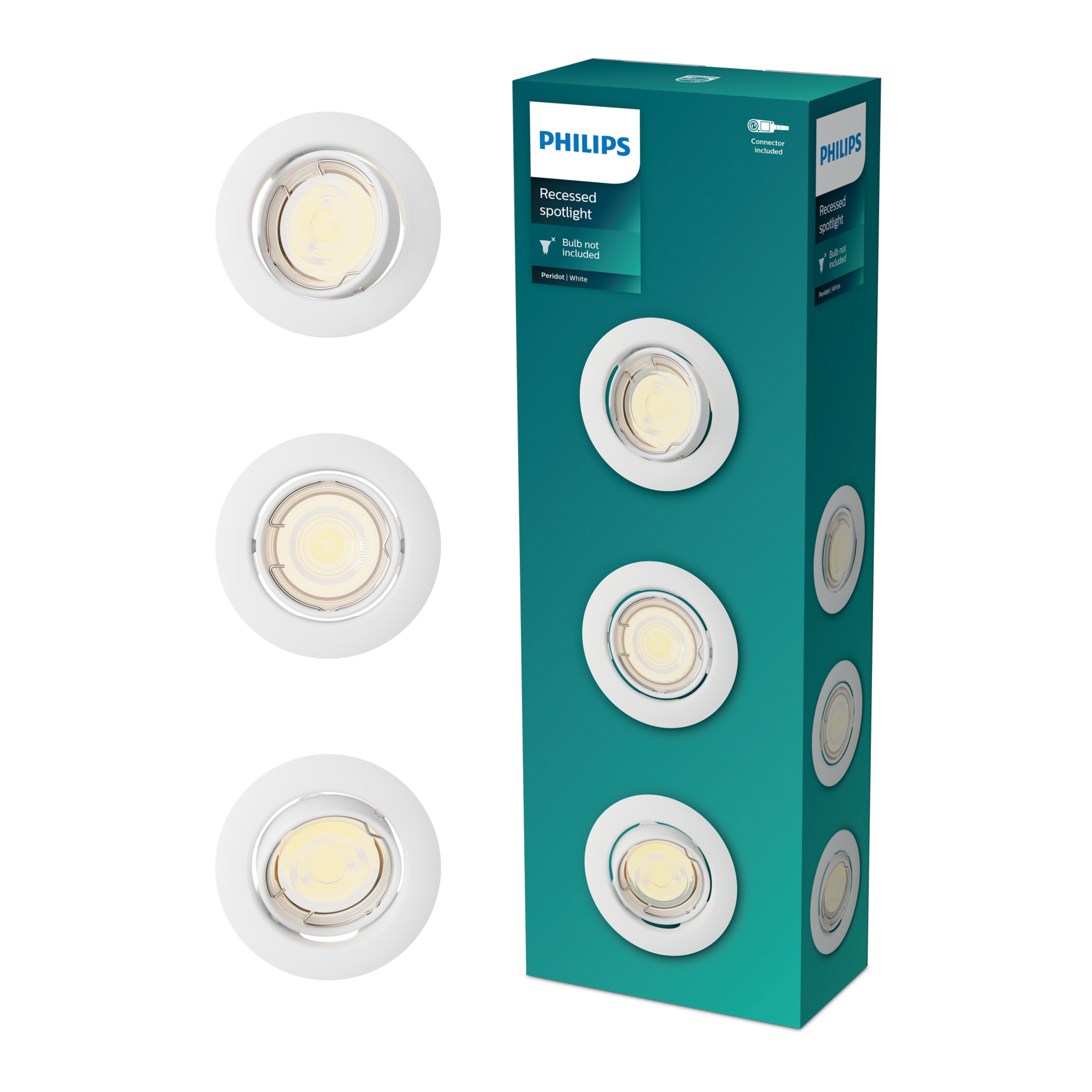Philips Inbouwspot Peridot Rond Richtbaar GU10 Wit - 3 stuks