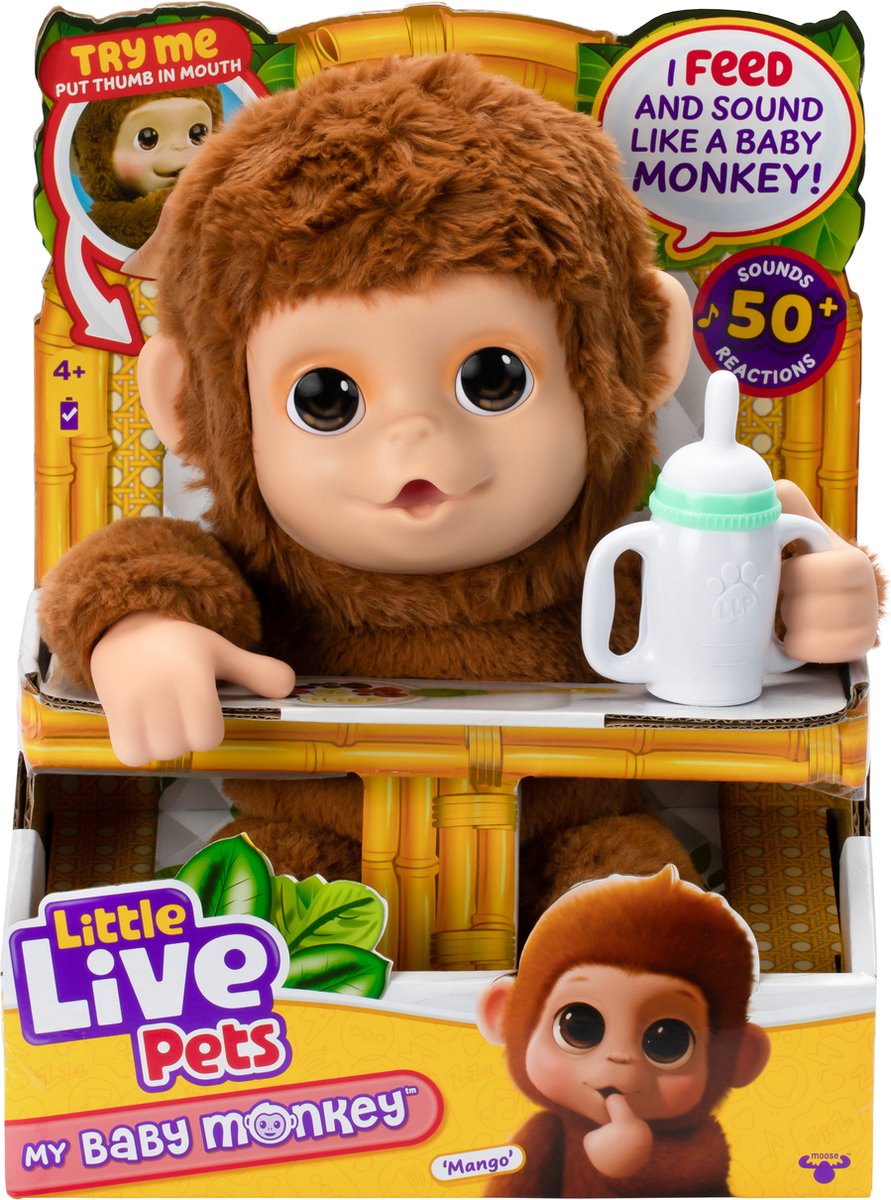 Little Live Pets My Baby Monkey, meer dan 50 geluiden en reacties