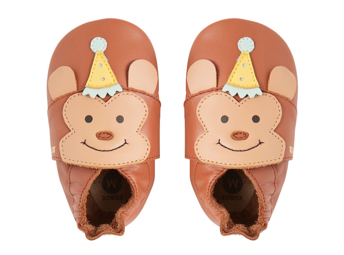Bobux Pantoffel Soft Sole Cheeky Monkey Mocha-Sands small