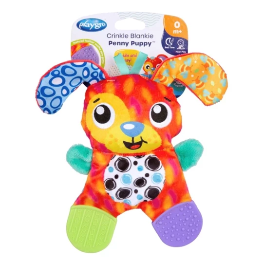 Playgro Crinckle Blankie Penny Puppy, bijtring beertje