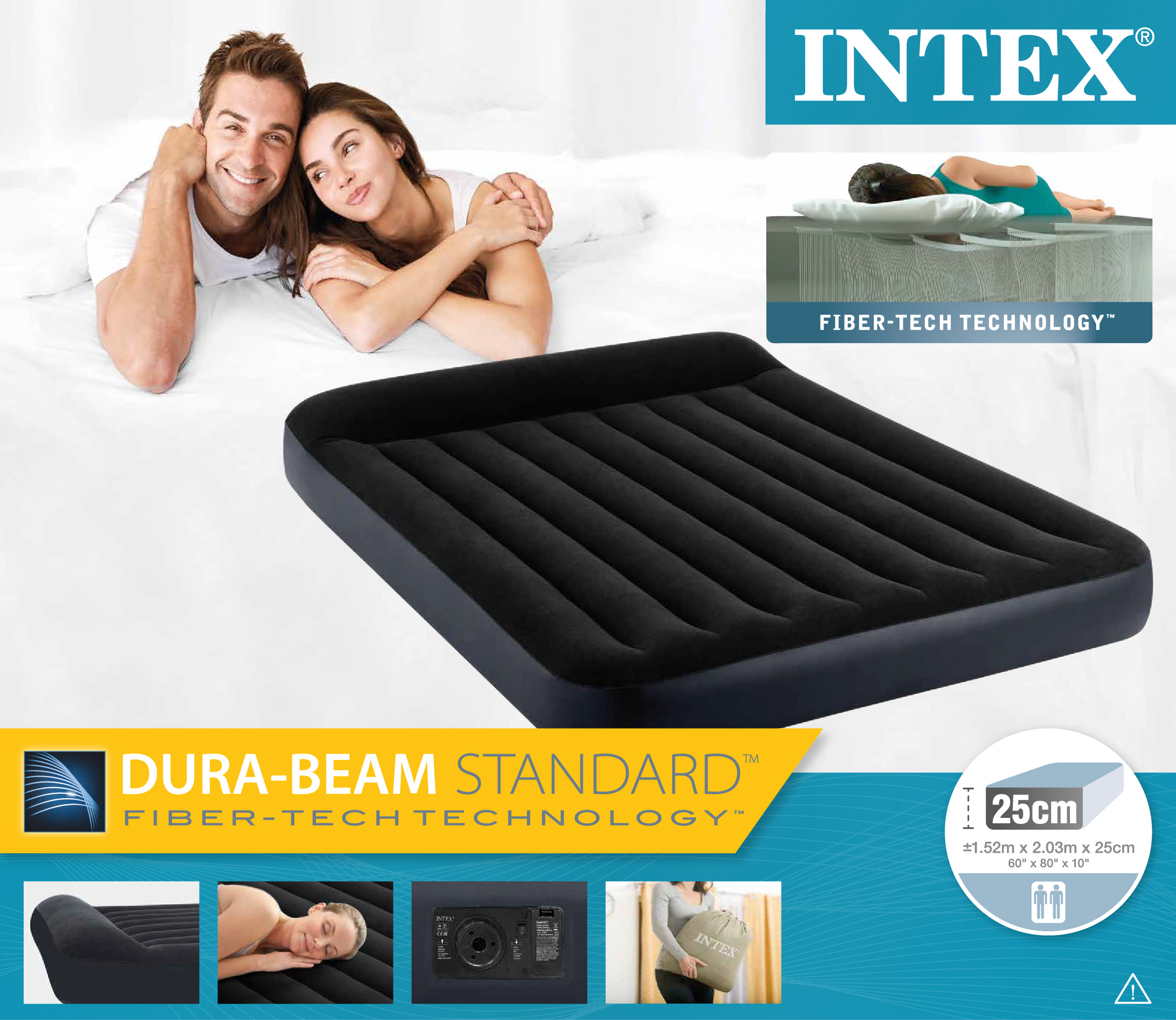 Intex Queen Pillow Rest Classic Luchtbed met ingebouwde pomp - 203x152x25cm