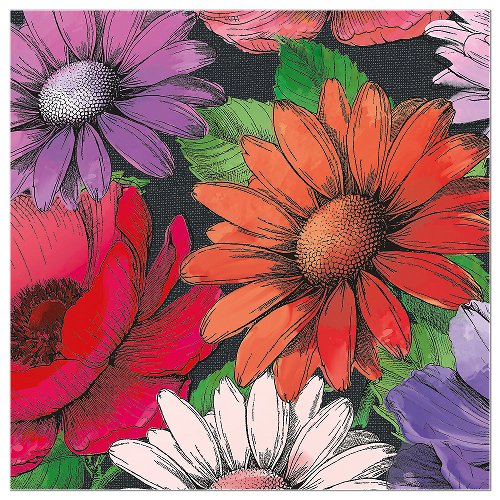 Artebene Servetten Bloemen Antraciet 33x33 cm