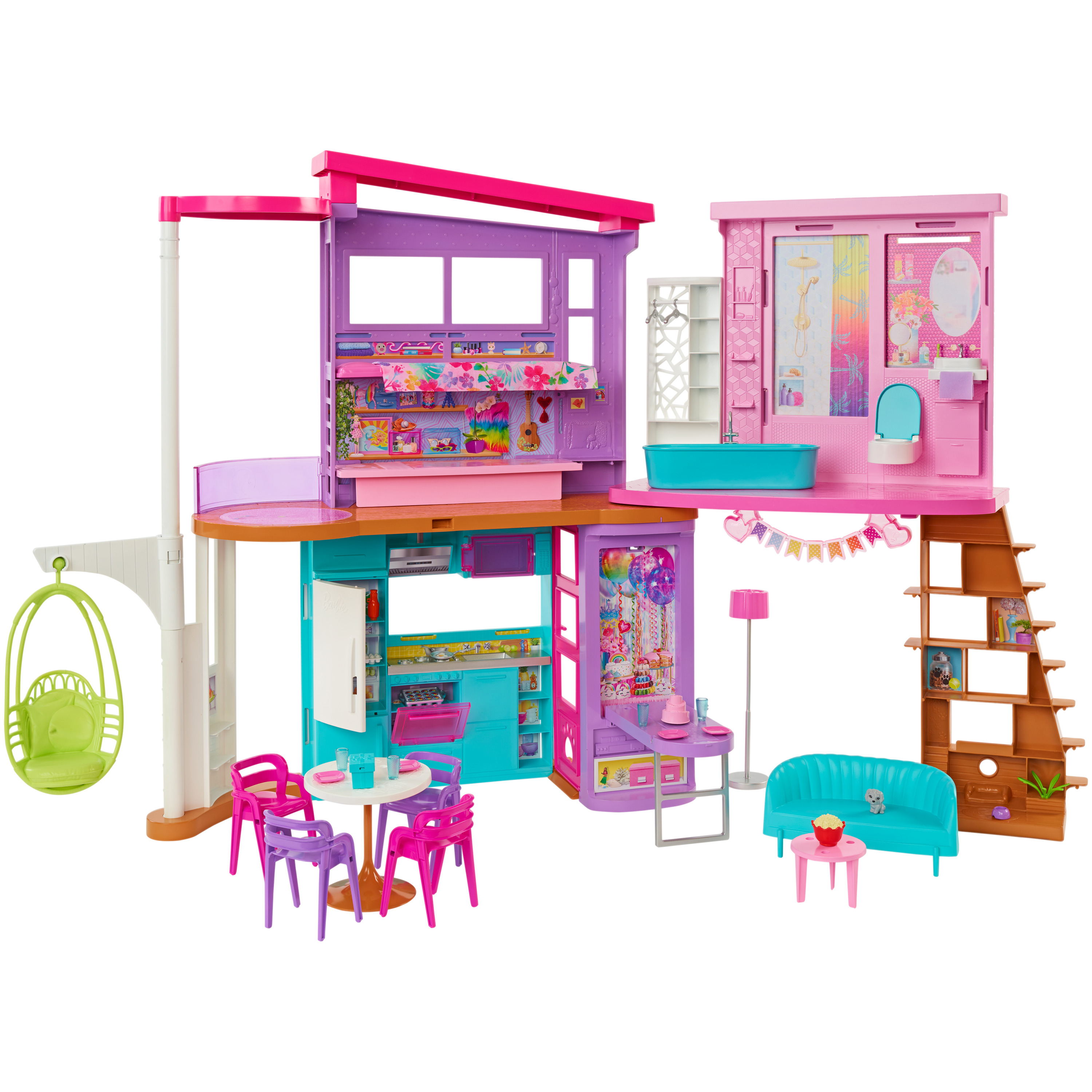 Barbie Vakantiehuis Speelset met meer dan 30 onderdelen, 103 cm hoog