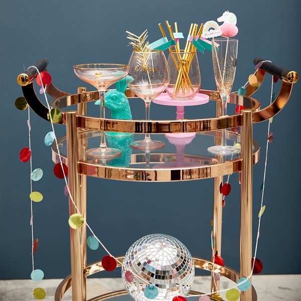 Wijnglas Roze met Gouden Detail