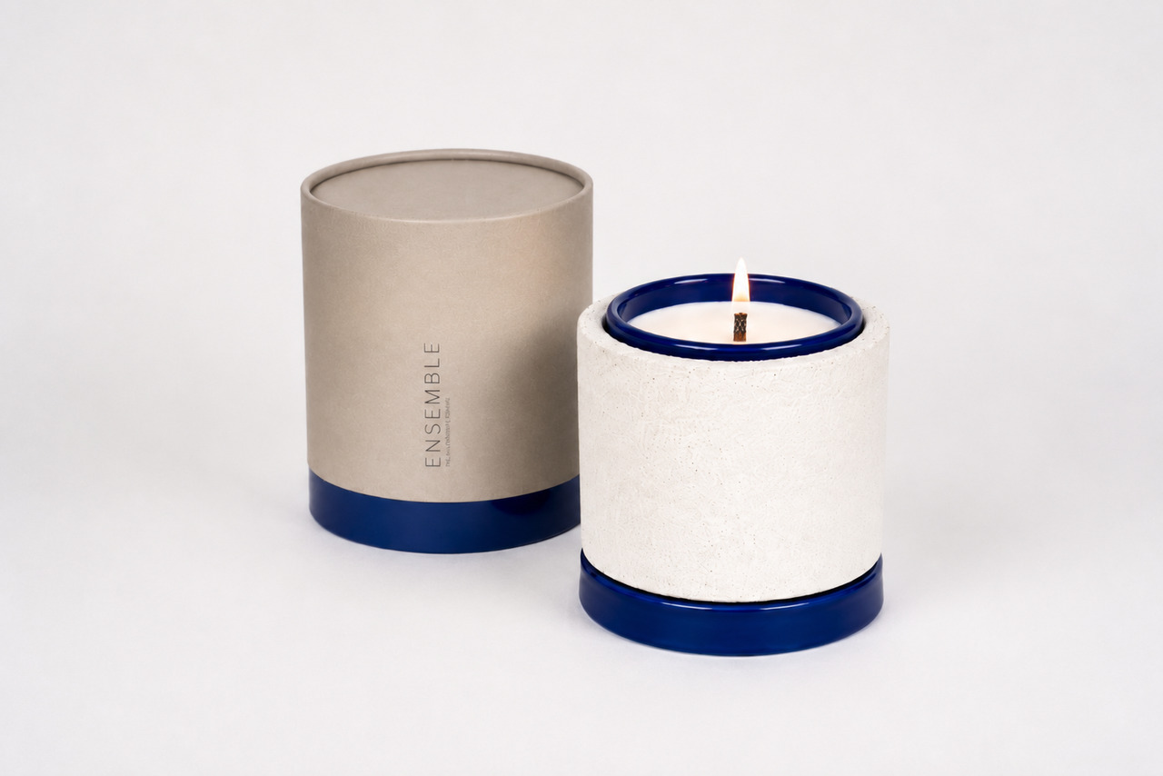 Mon Dada & Val Pottery Geurkaars Set Ensemble Eclectic Blue 3-delig - Beton/Keramiek/Kaars Bugz Away