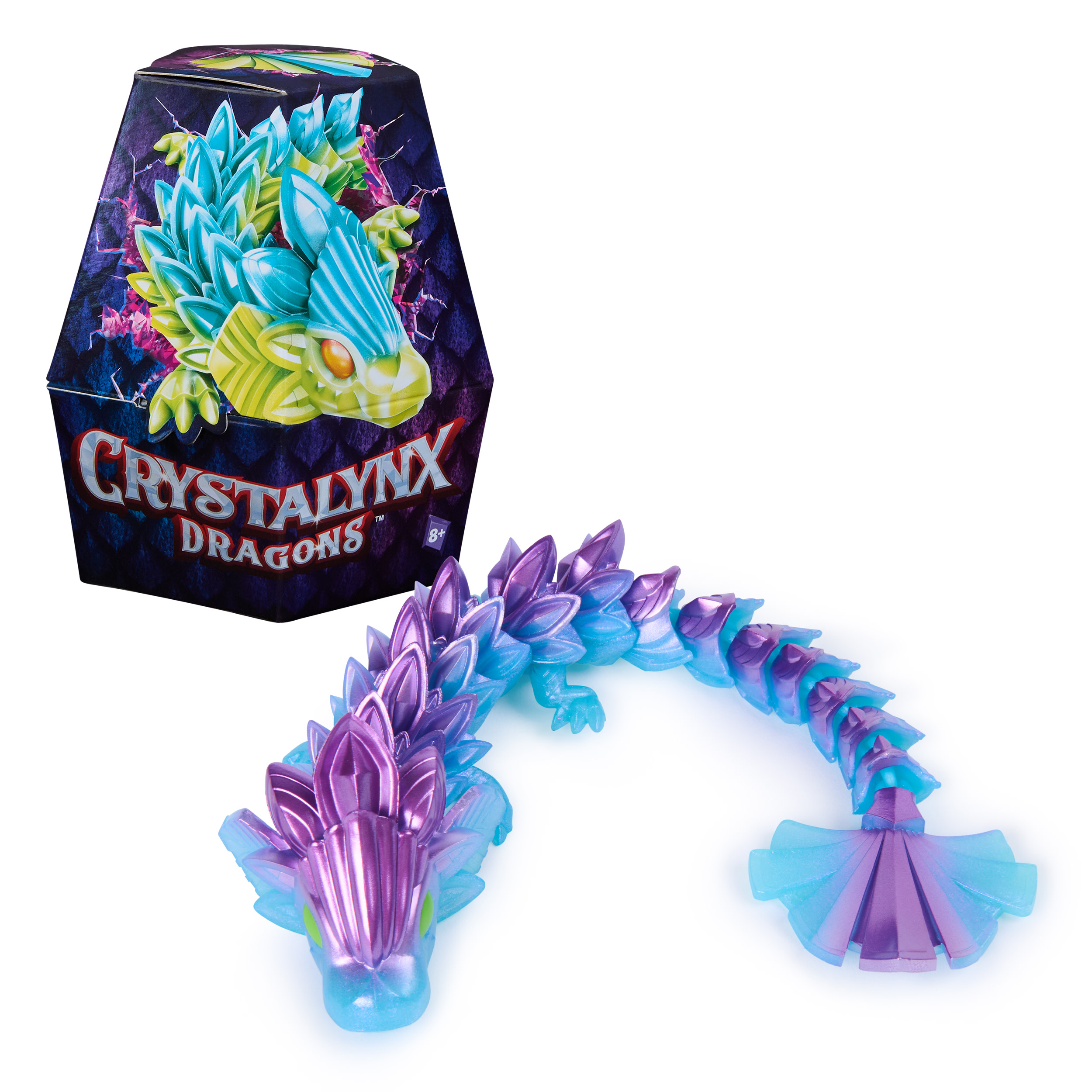 Crystalynx Dragons, verrassinsei met beweegbare draak 23 cm