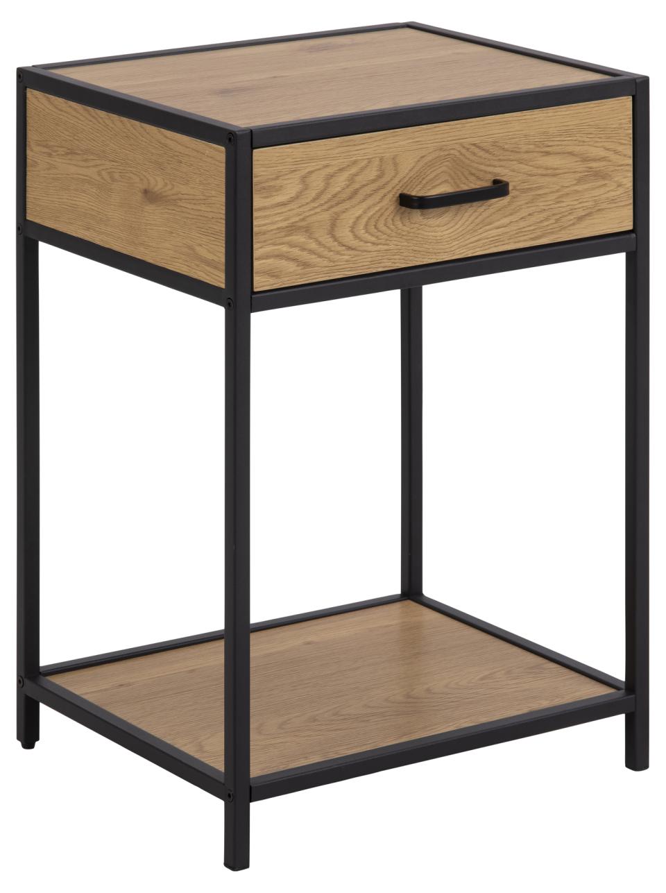 Seaford - Nachttafel dubbel Wild Oak / Zwart