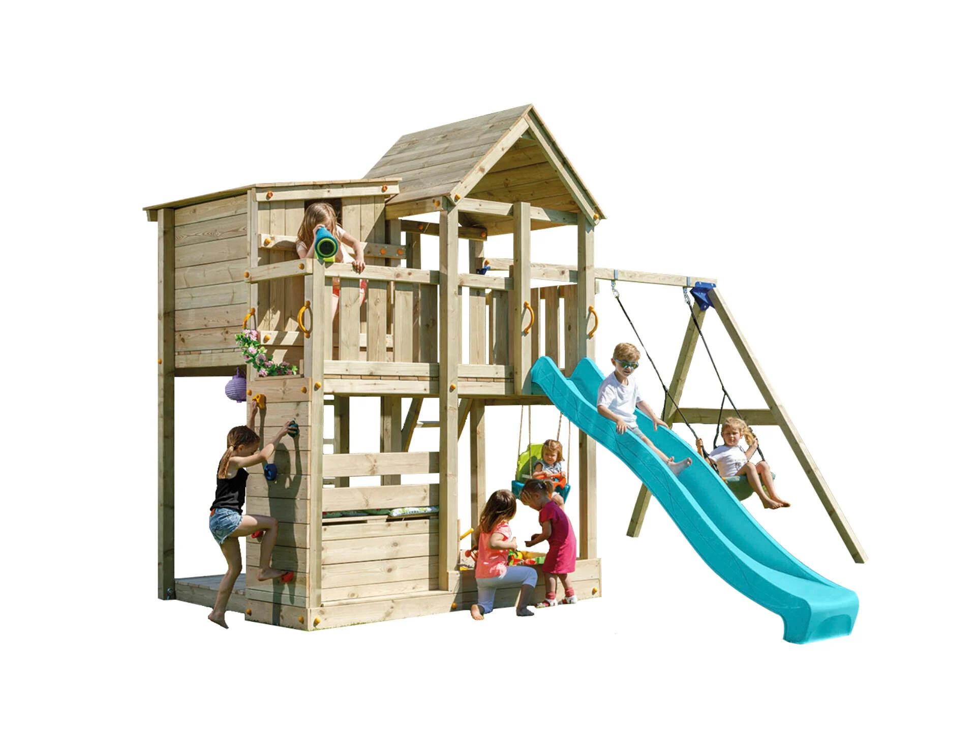 Blue Rabbit Palazzo Speeltoren met turquoise Glijbaan