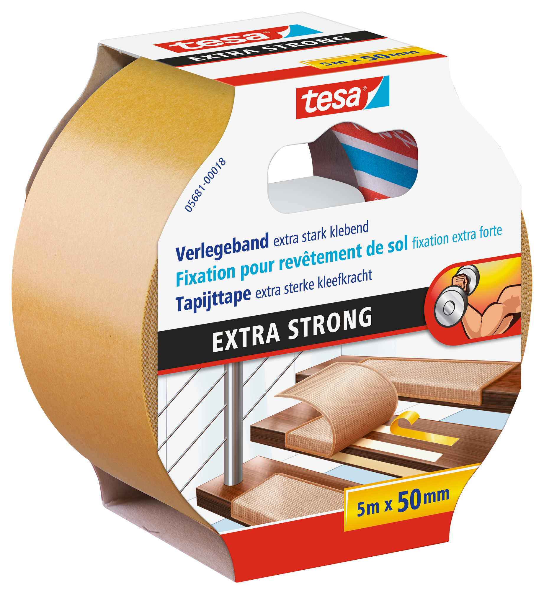Tesa Dubbelzijdige Tapijttape 5 m x 50 mm - Extra Sterk