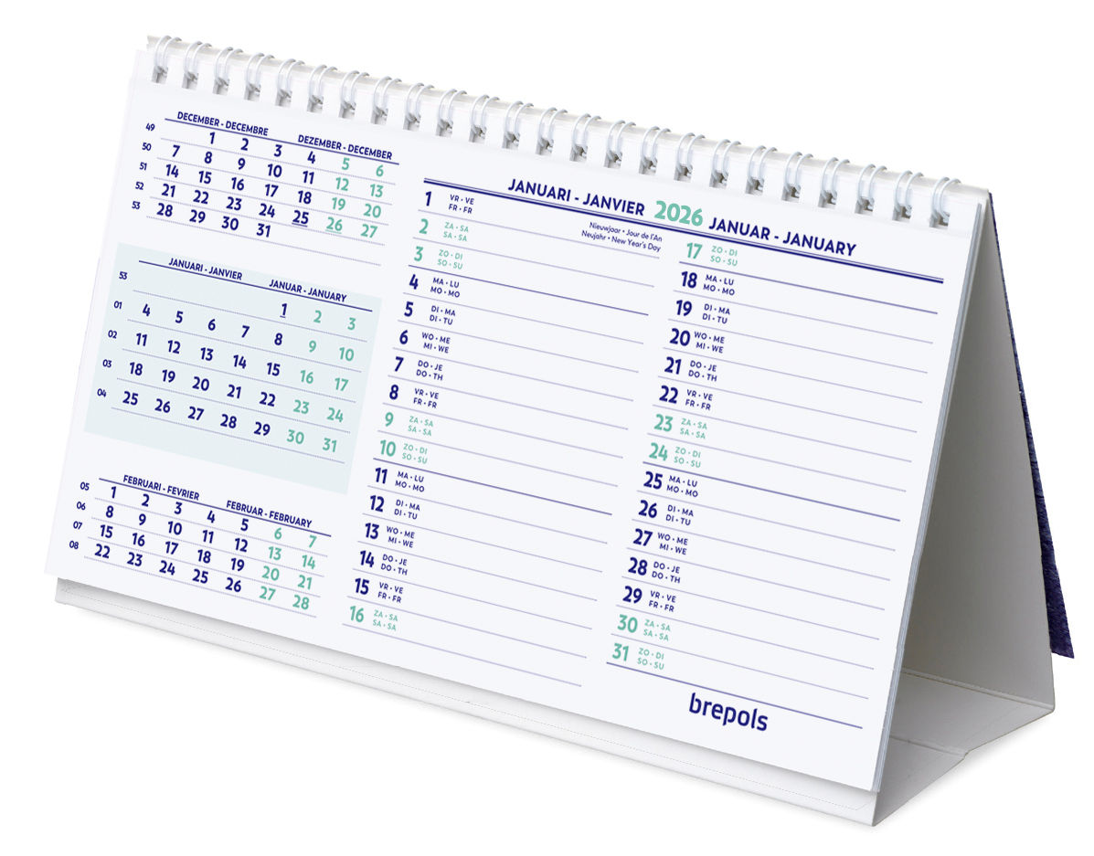 Brepols Bureaukalender 2026 - 21x12.5 cm