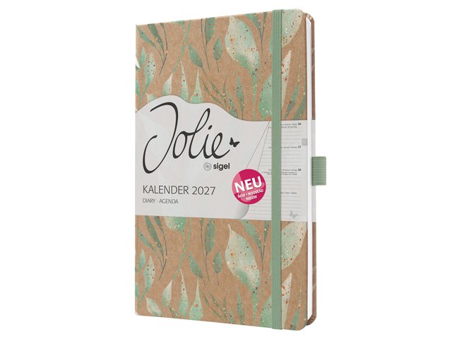 Sigel Agenda 2027 Jolie Pure A5 1week/2pag Sparkle Leaves