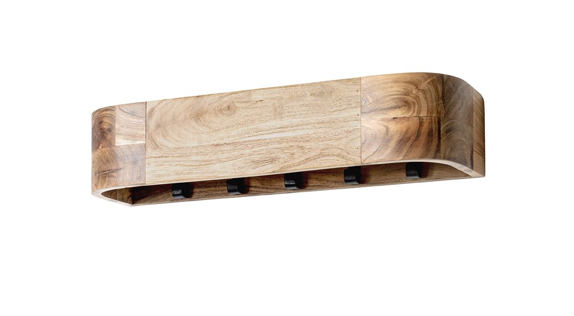 Wandkapstok Rivera 3 Acacia Hout Metaal 60x13x20 cm