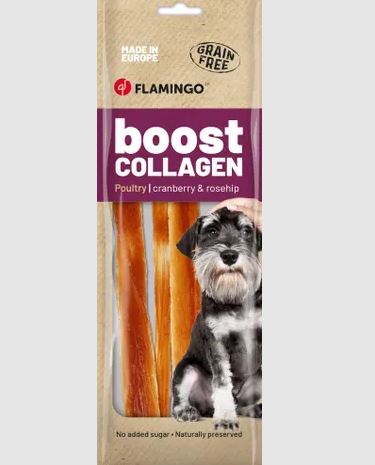 Flamingo Hondensnack Boost Strips 60 gr met Kip en Collageen 10 stuks