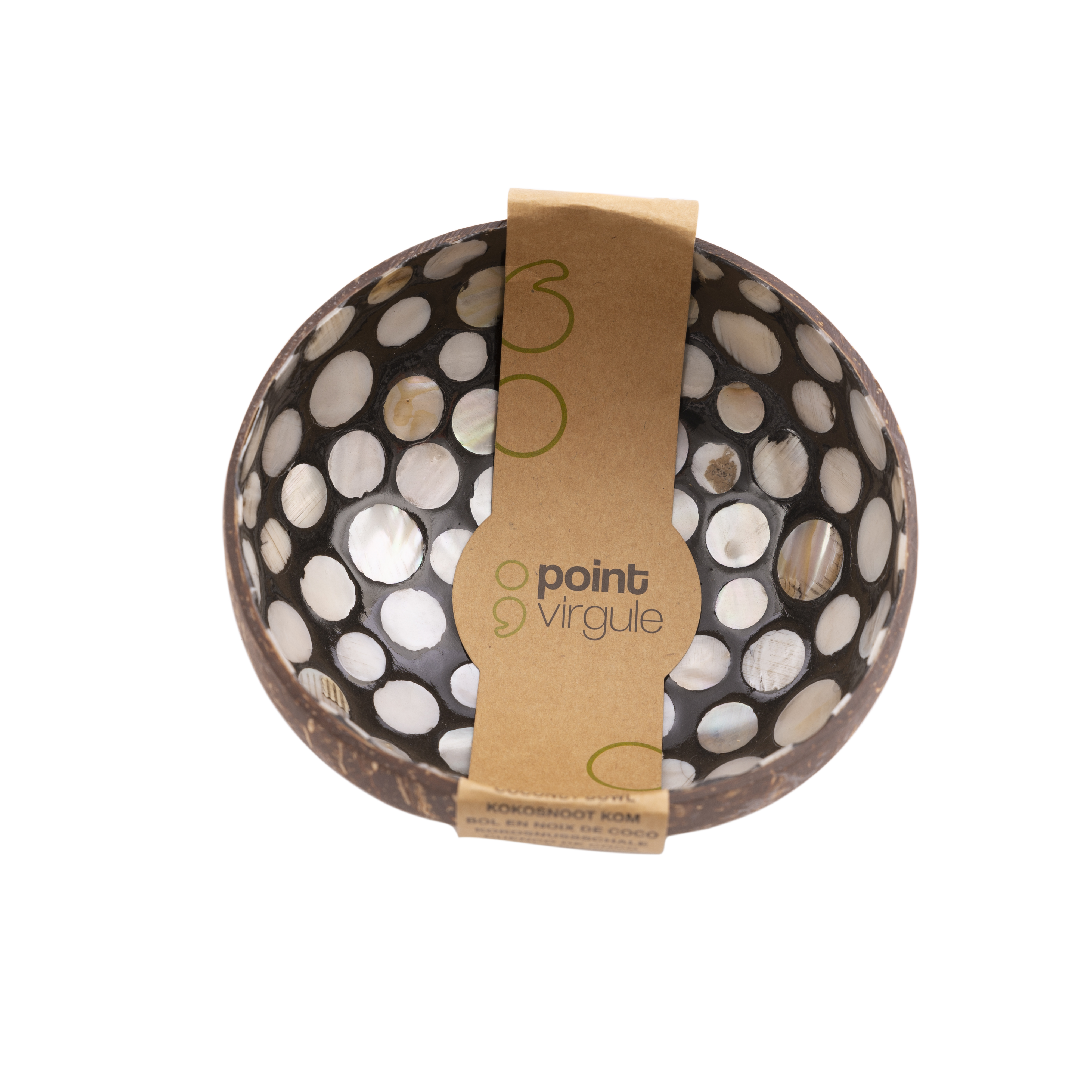 Point-Virgule Bowl Kokosnoot Zwart met Parelmoer Bollen - 13 cm