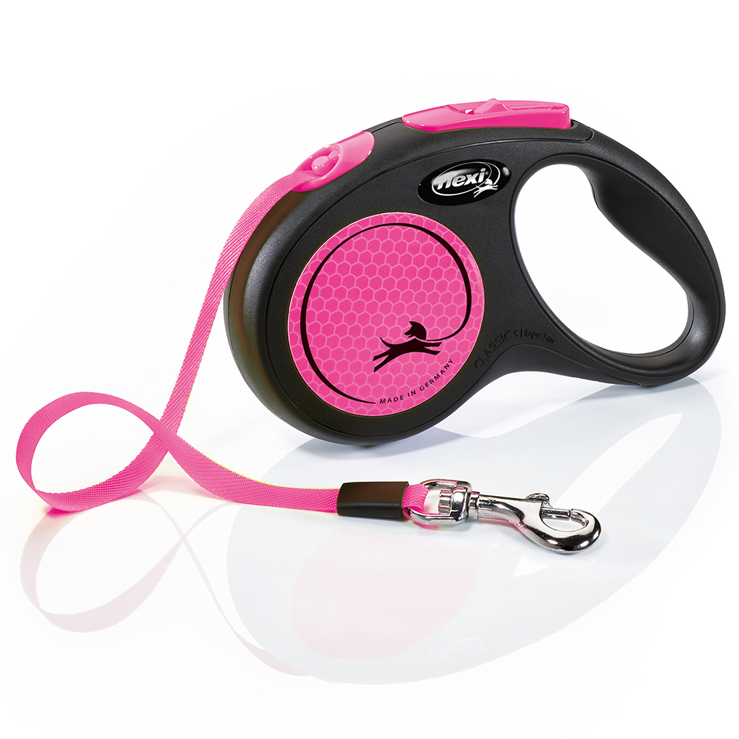 Flexi Leiband New Neon Lint S 5 m Zwart - Neon Roze