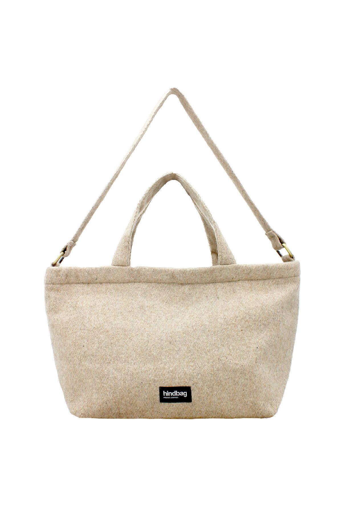 Hindbag Alba Schoudertas Beige Wool 45x25x18 cm