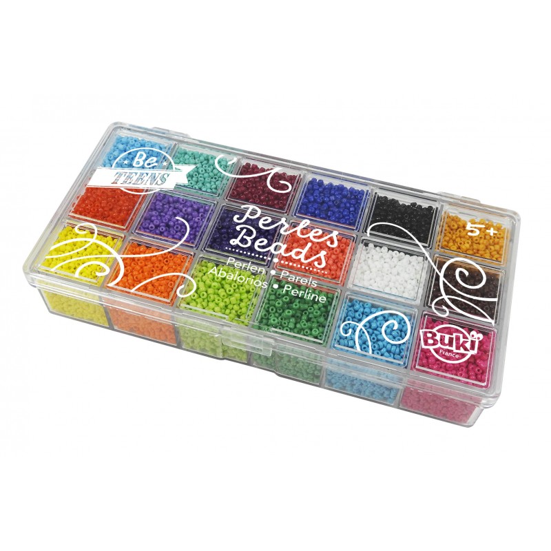 Buki Parels 2 mm Opaque in opbergdoos 18 kleuren