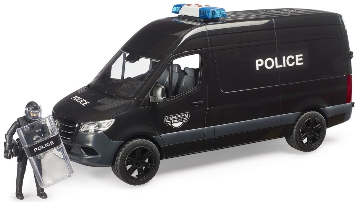 Bruder Mercedes Sprinter Police Special Force Politiewagen met Politieman, licht en geluid