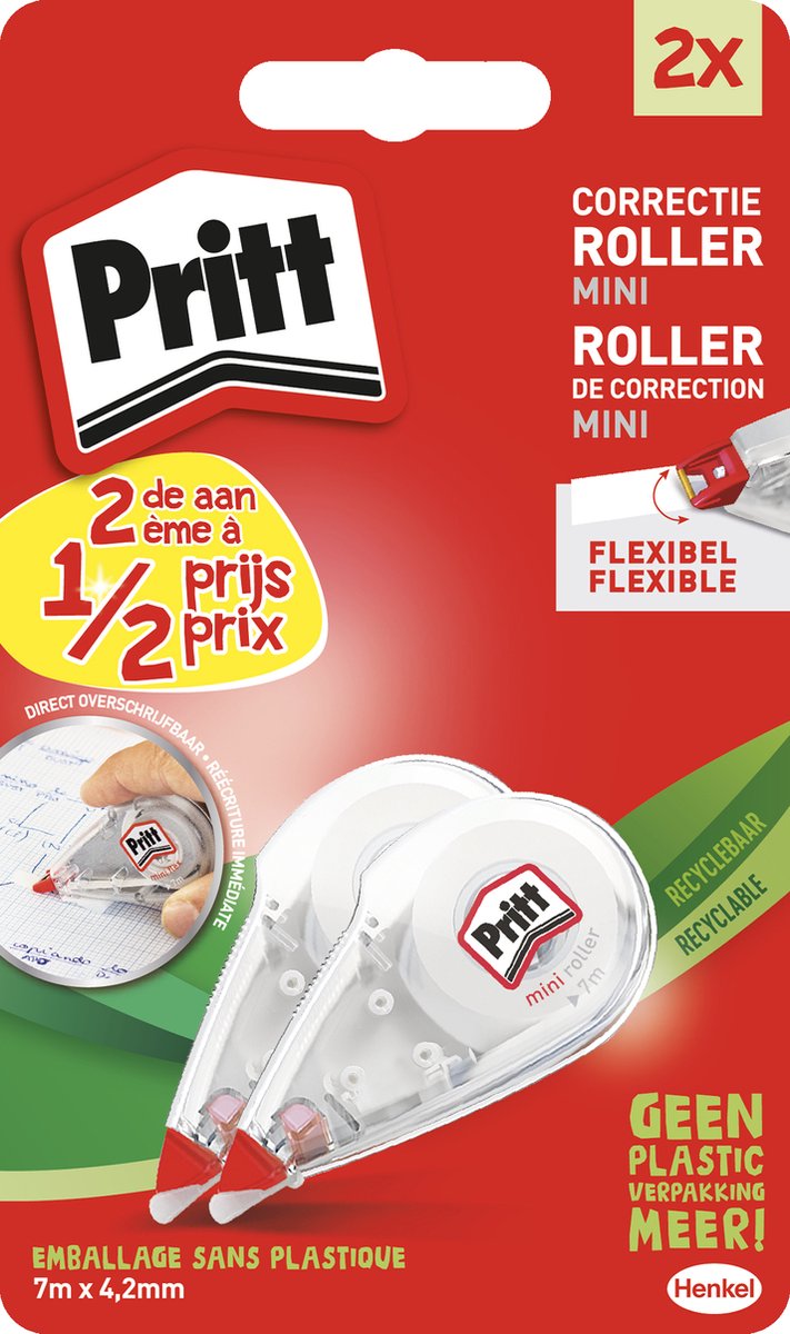 Pritt Correctie Roller Mini 2x4.2 mm 2e 1/2 prijs - 1444939 - Blister