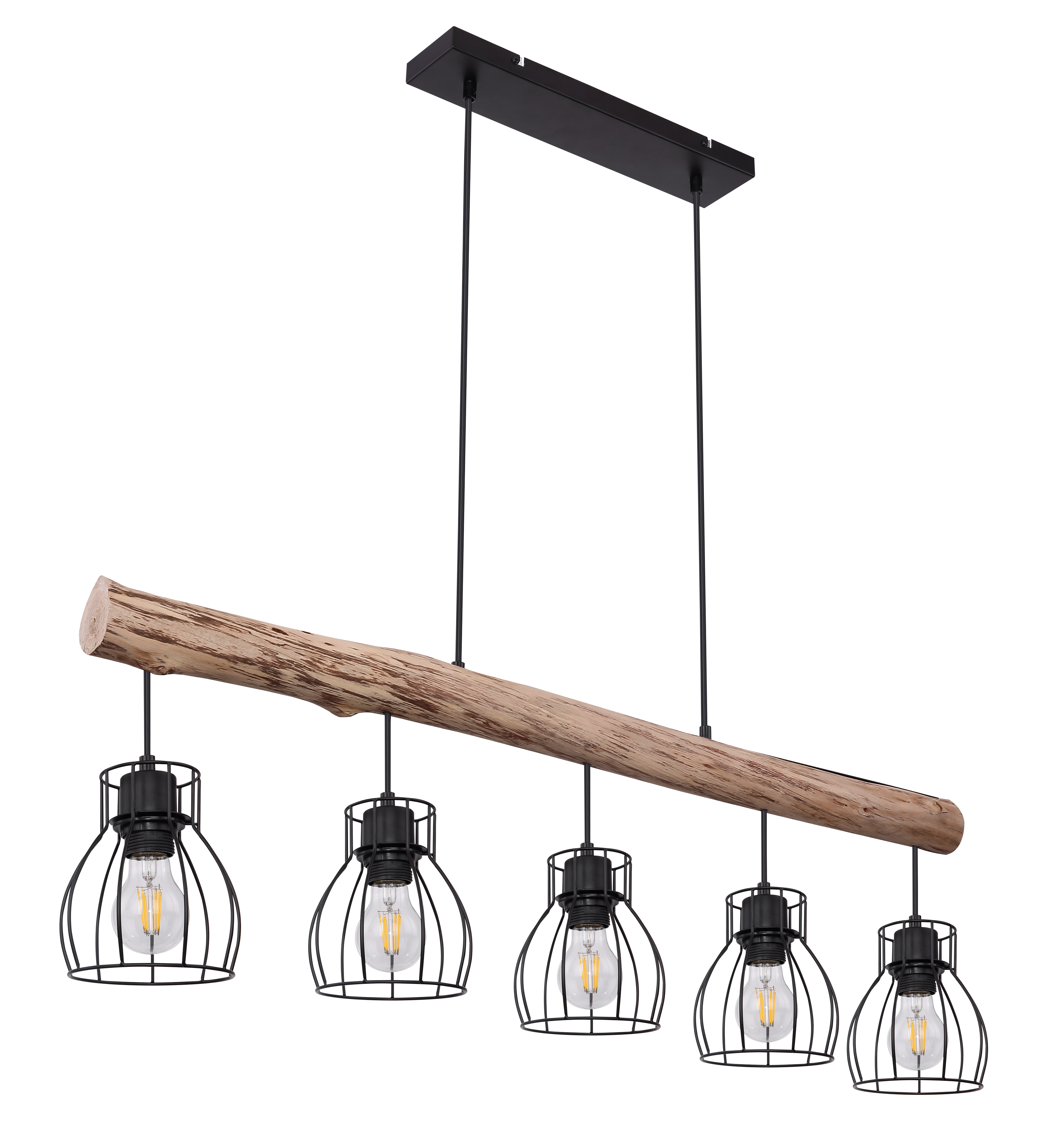 Globo Mina Hanglamp metaal en hout 5x E27 Socket