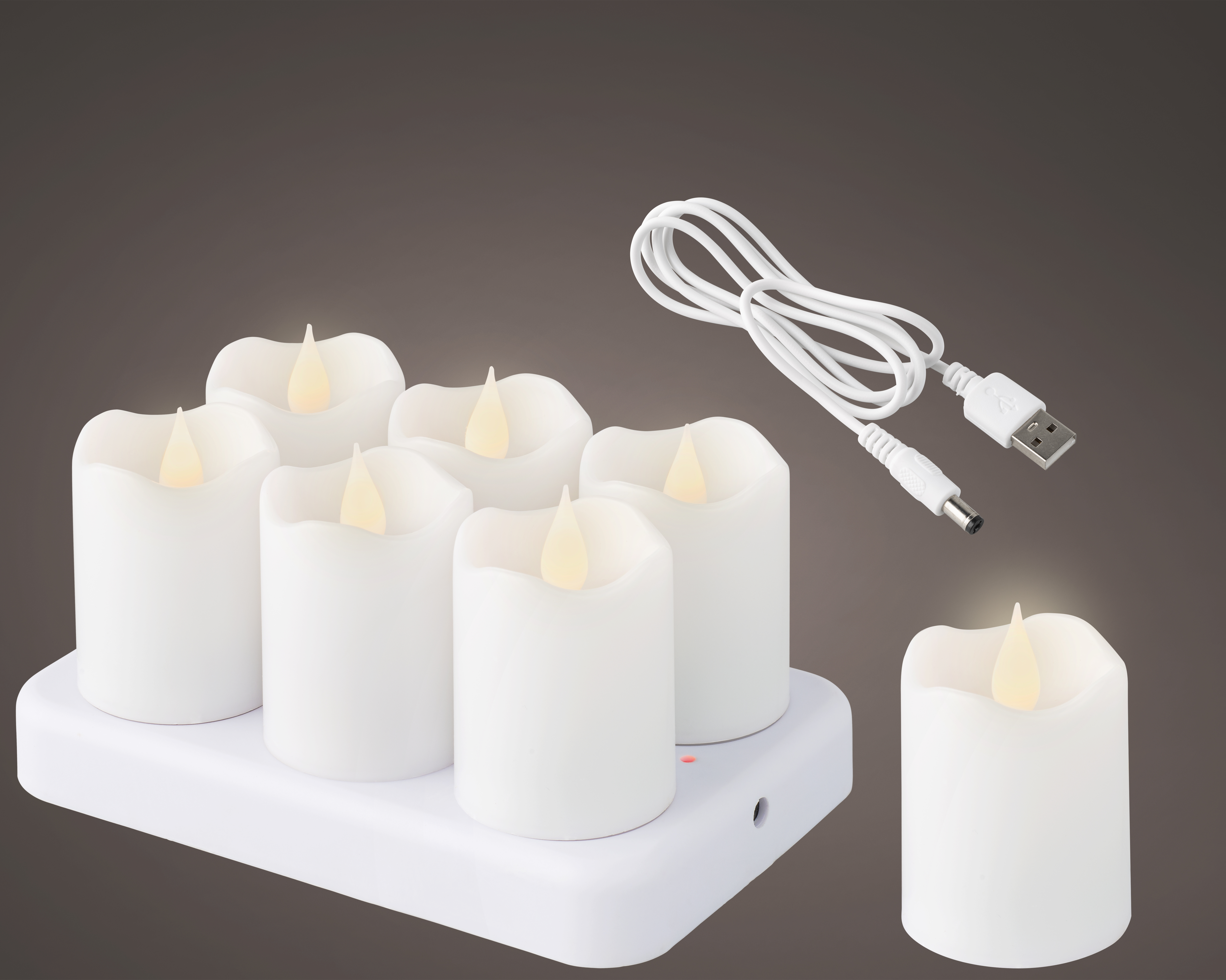 Kaars LED Wit set 6 stuks 4x6 cm - USB-Oplaadbaar