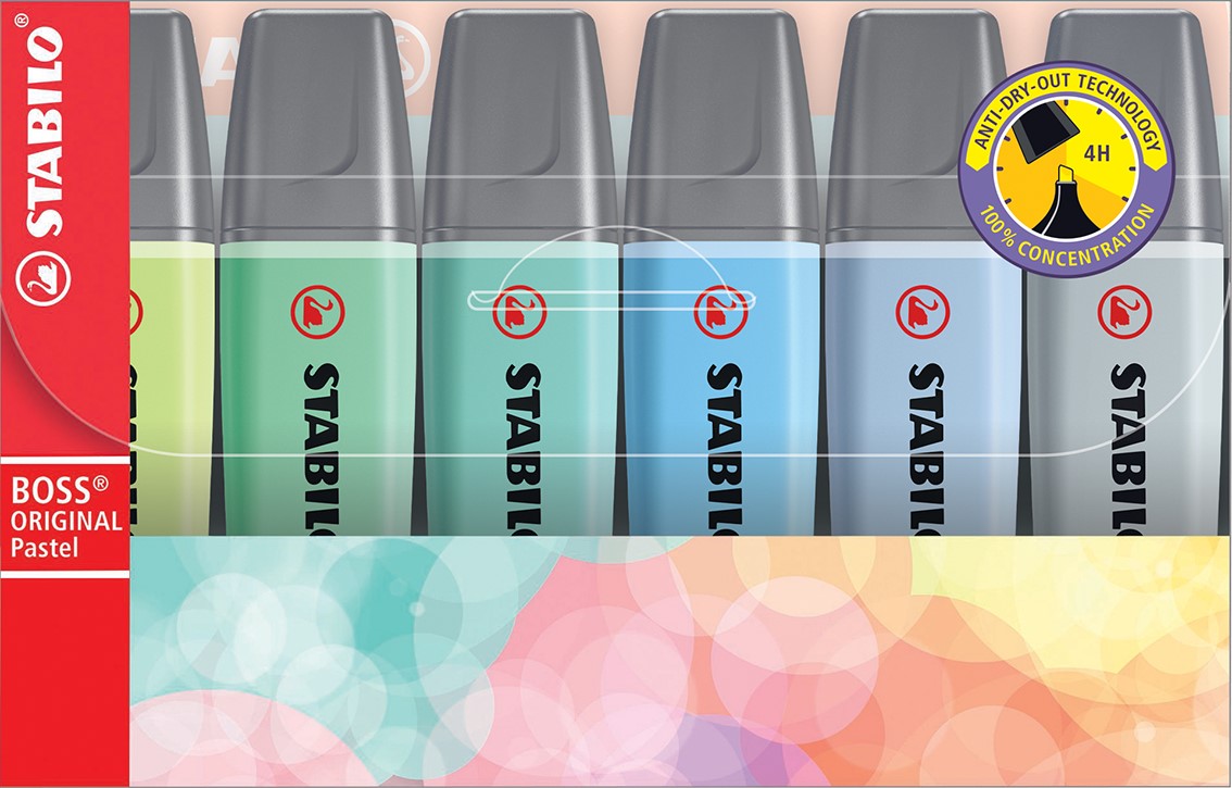STABILO Markeerstift Boss Original 6 stuks - Pastel Cool Colors