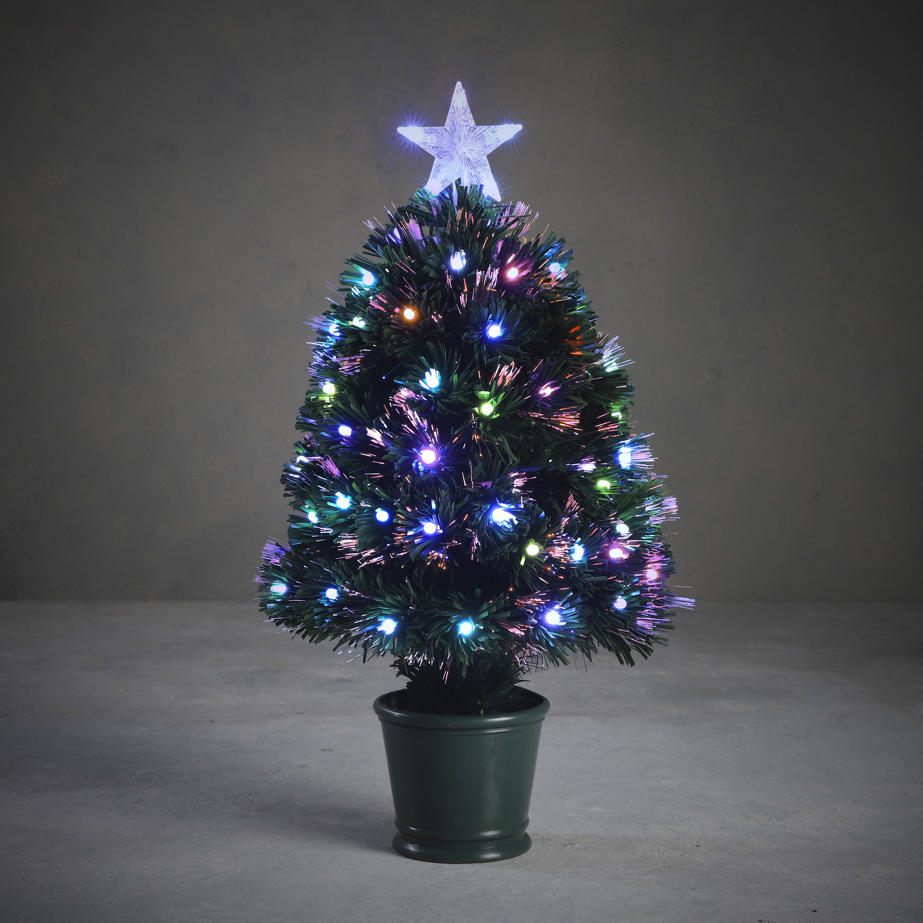 Kerstboom Mini Abbey LED Groen 60x30 cm - 65 Lights - Multicolor