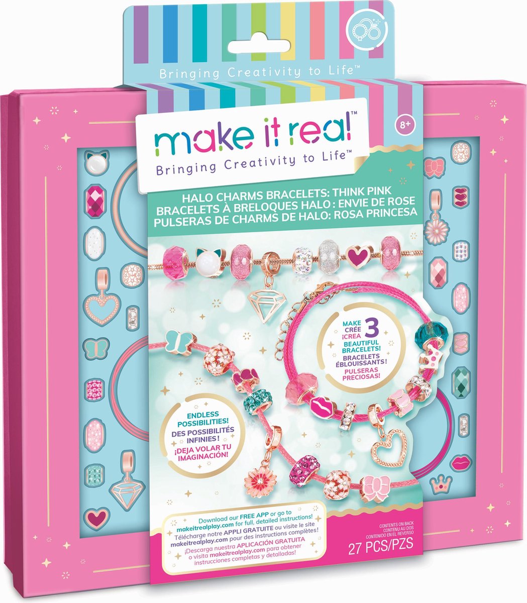 Make it Real Halo Charms Bracelets Think Pink