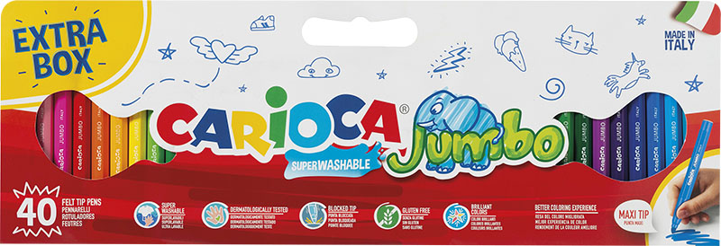 Carioca Viltstift Jumbo 40 stuks Box met Handvat