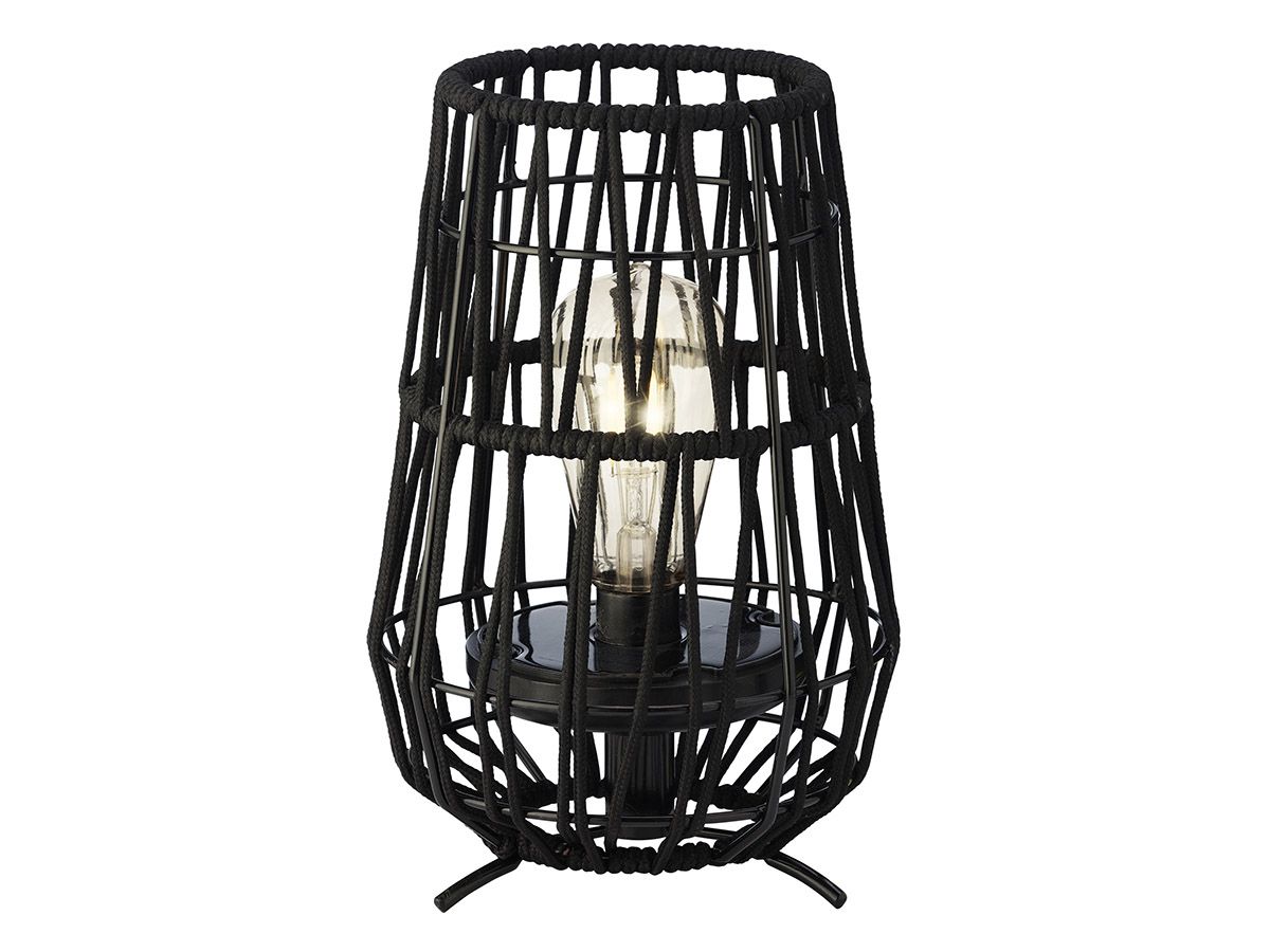 Decoris Lantaarn Ijzer/Rope Zwart Solar 18x27.5 cm