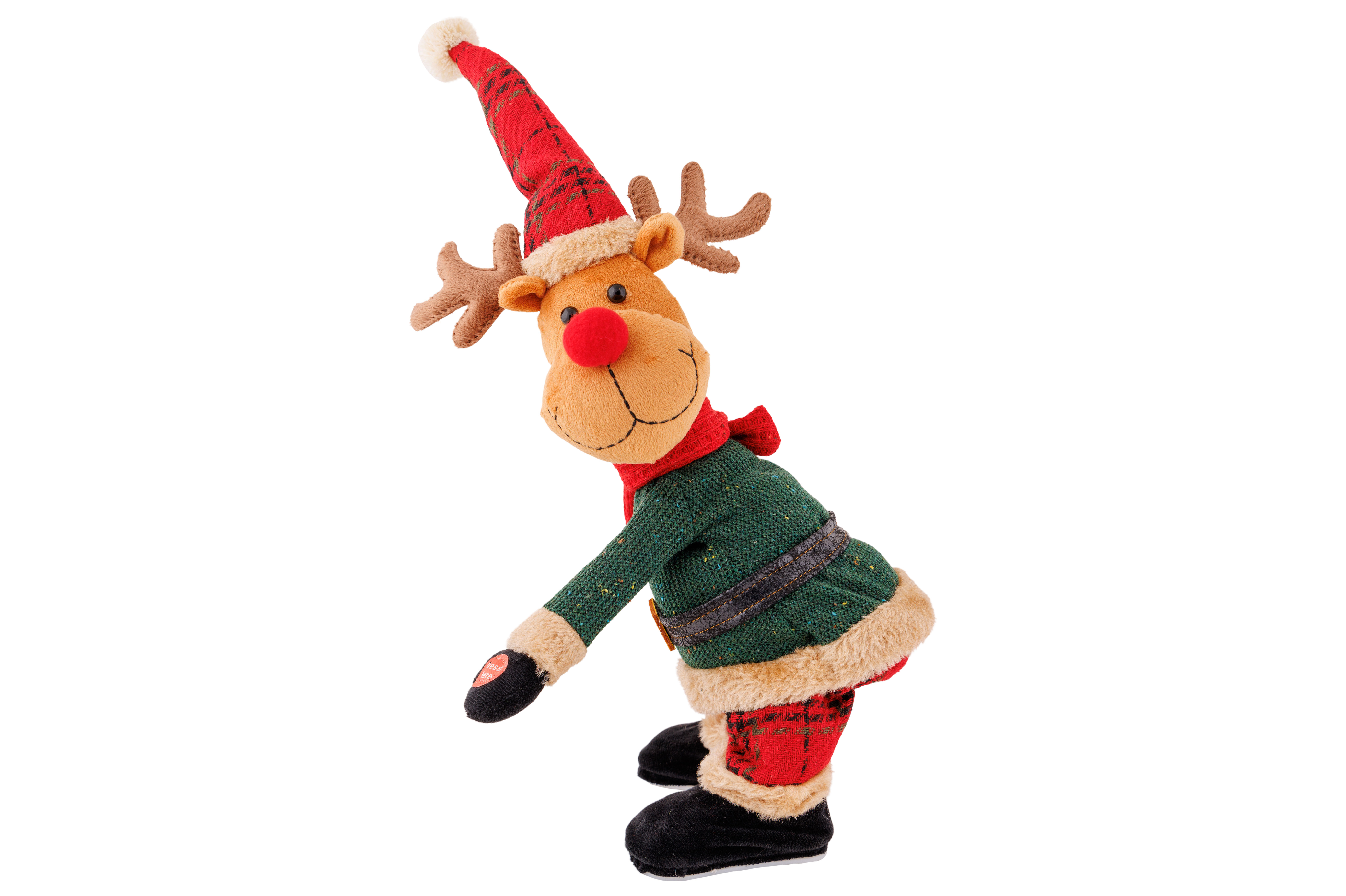 Cosy@Home Rendier Singing and Twirking - 19x15x38 cm - Rood/Groen - op Batterijen (excl.)