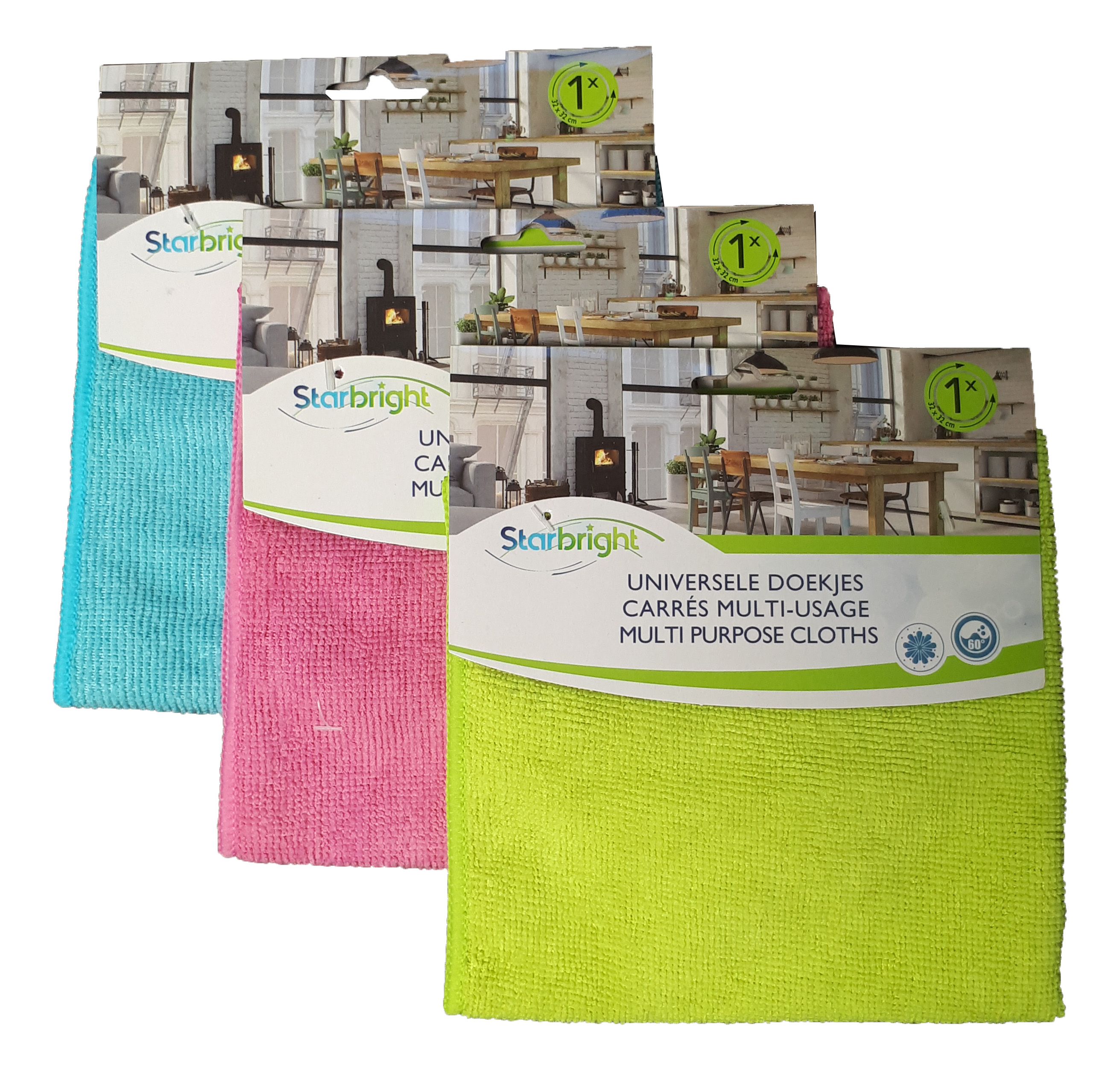 Starbright Microvezeldoek 32x32 cm - assorti - prijs per stuk
