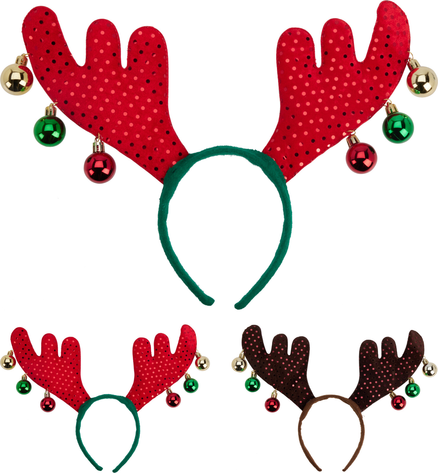 Diadeem Rendiergewei met Kerstballetjes - Vilt - assorti - prijs per stuk