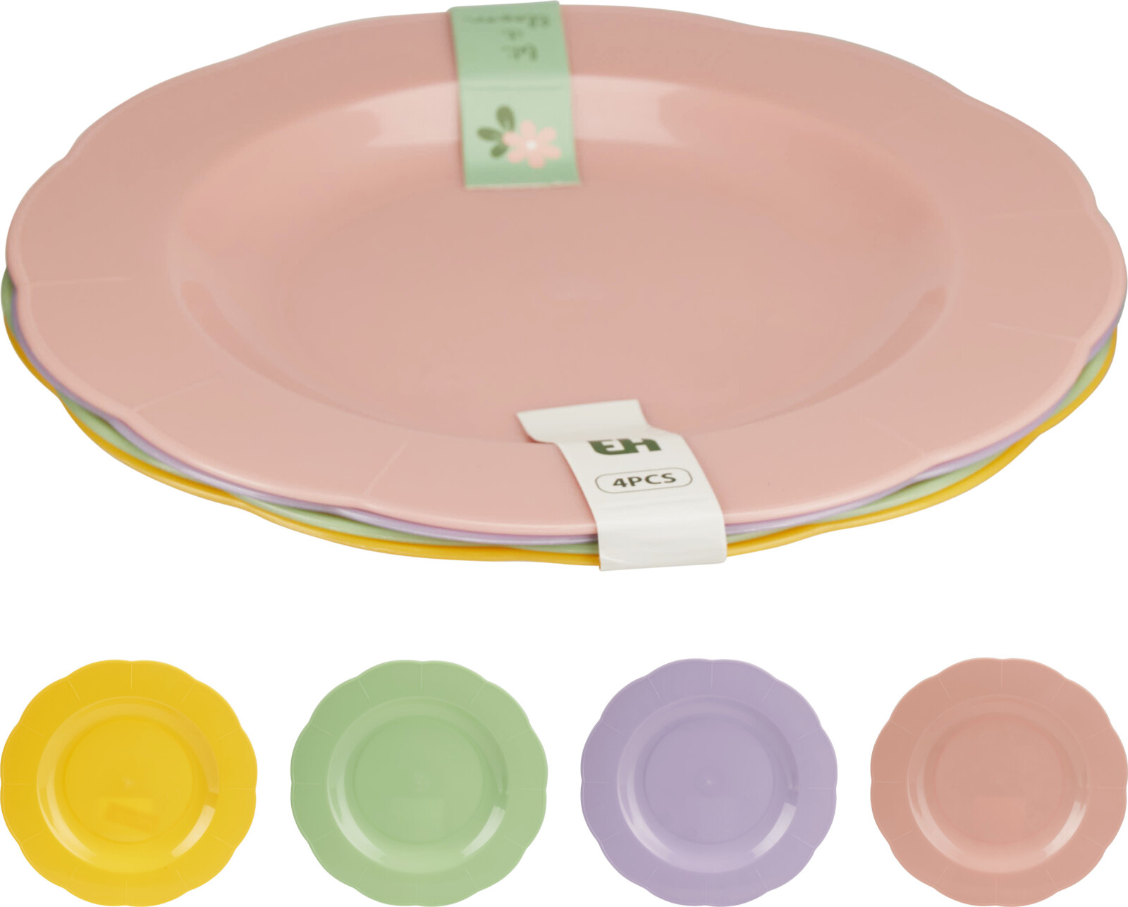 Bord 24cm set 4 stuks- PP - Verschillende Kleuren in Set