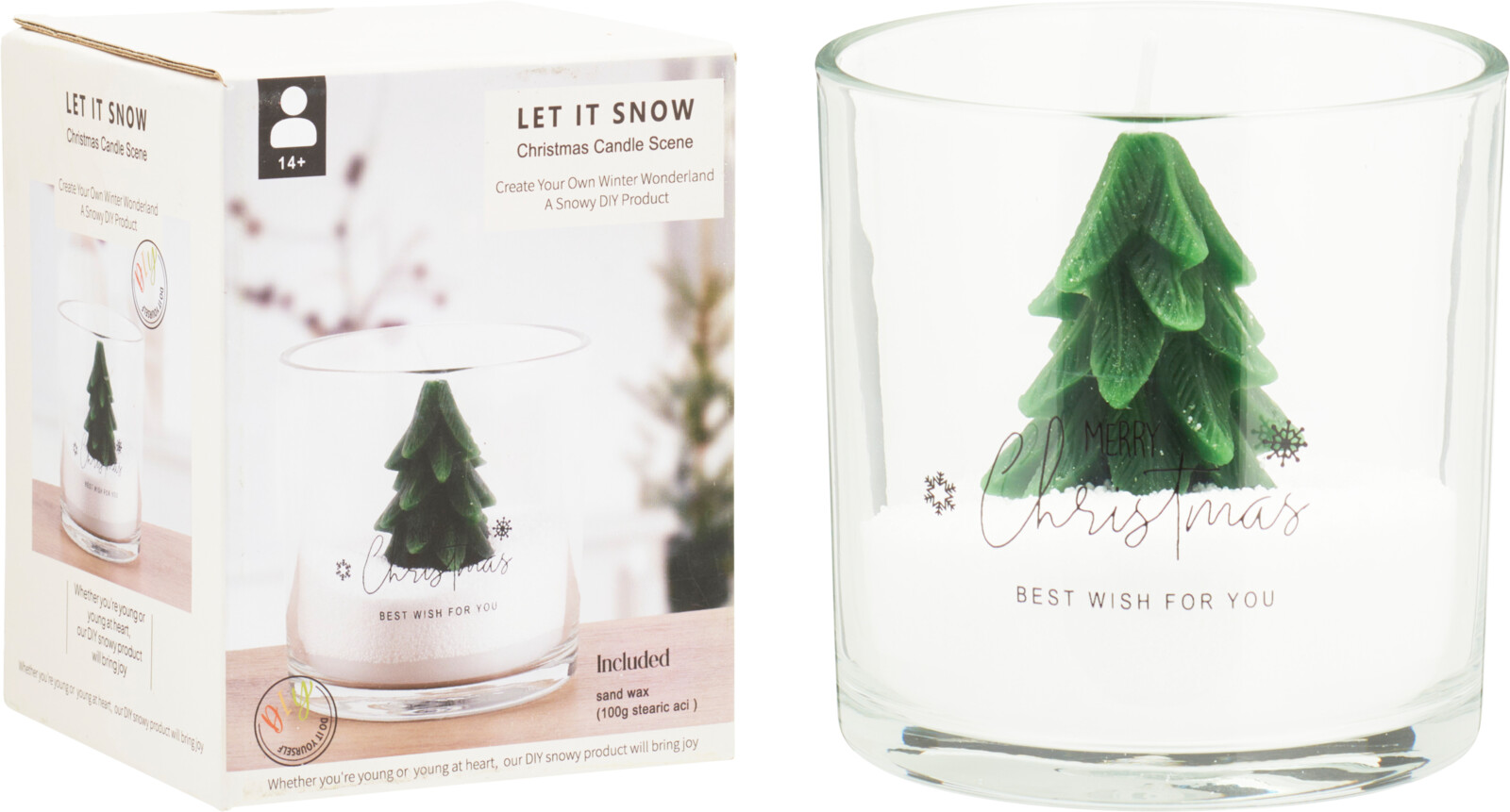 DIY Set Kaars in Glas - 10x10 cm - Kaars Kerstboom