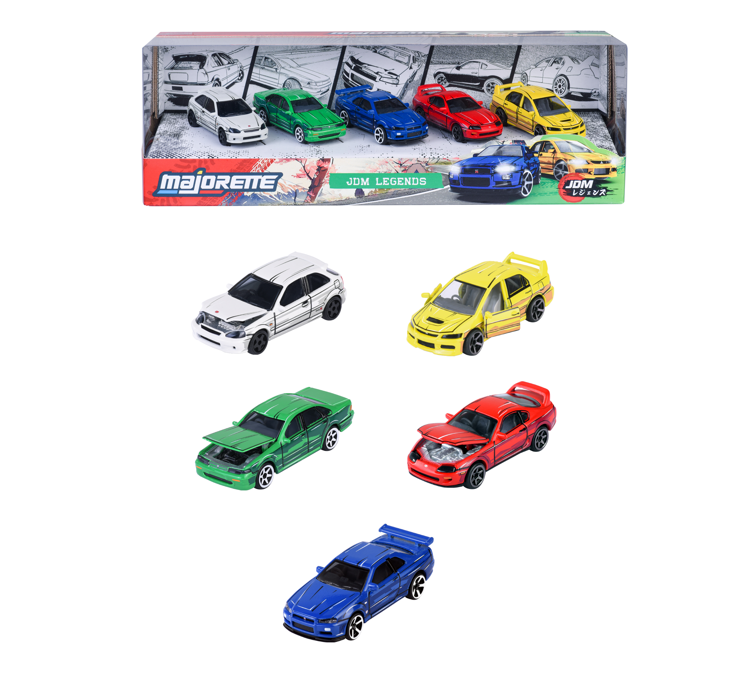 Majorette Japan Series - Legends Anoime Geschenkdoos 5 auto's