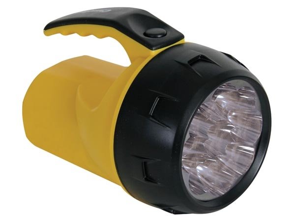 Perel Krachtige LED Handlamp Geel 9 LED's - Batterijen 4x LR06 Inbegrepen