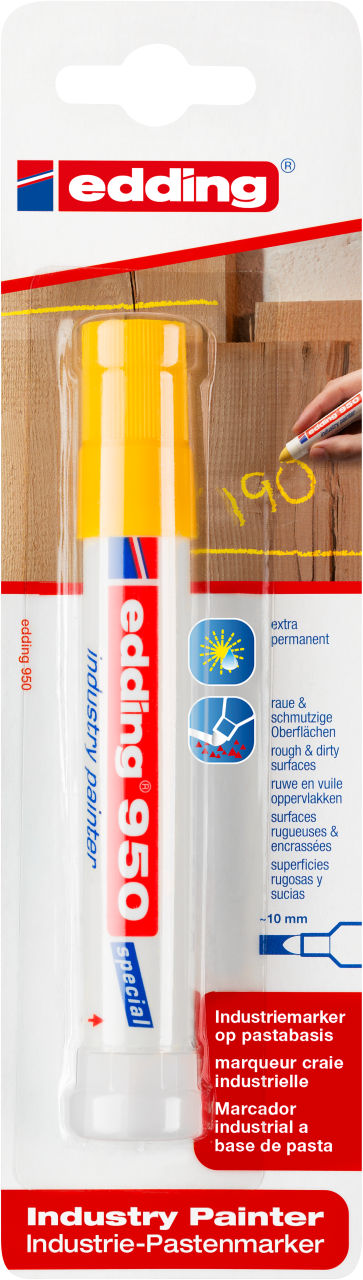 Edding Industriemarker e-950 10 mm Geel - 005 - Ronde Punt - op Pastabasis