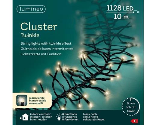 Kerstverlichting LED Cluster Twinkle 10.5m - 1128 leds - Black/Warm White - In/Outdoor