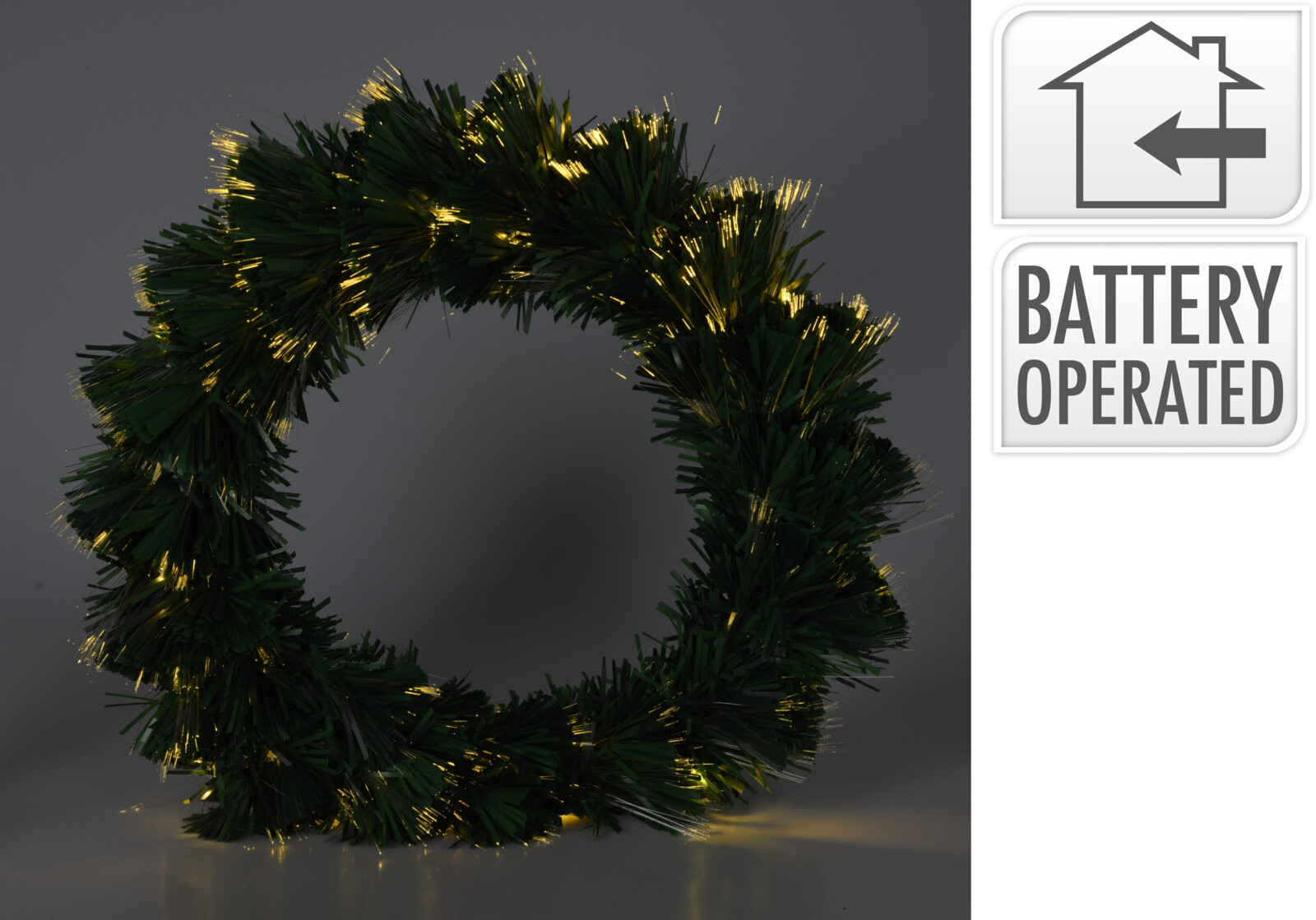 Kerstkrans Groen Fiber Optic LED 50cm - 72 Tips - 9 leds