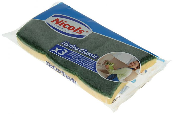 Nicols Schuurspons Hydro Classic Groen 3 stuks - Synthetisch