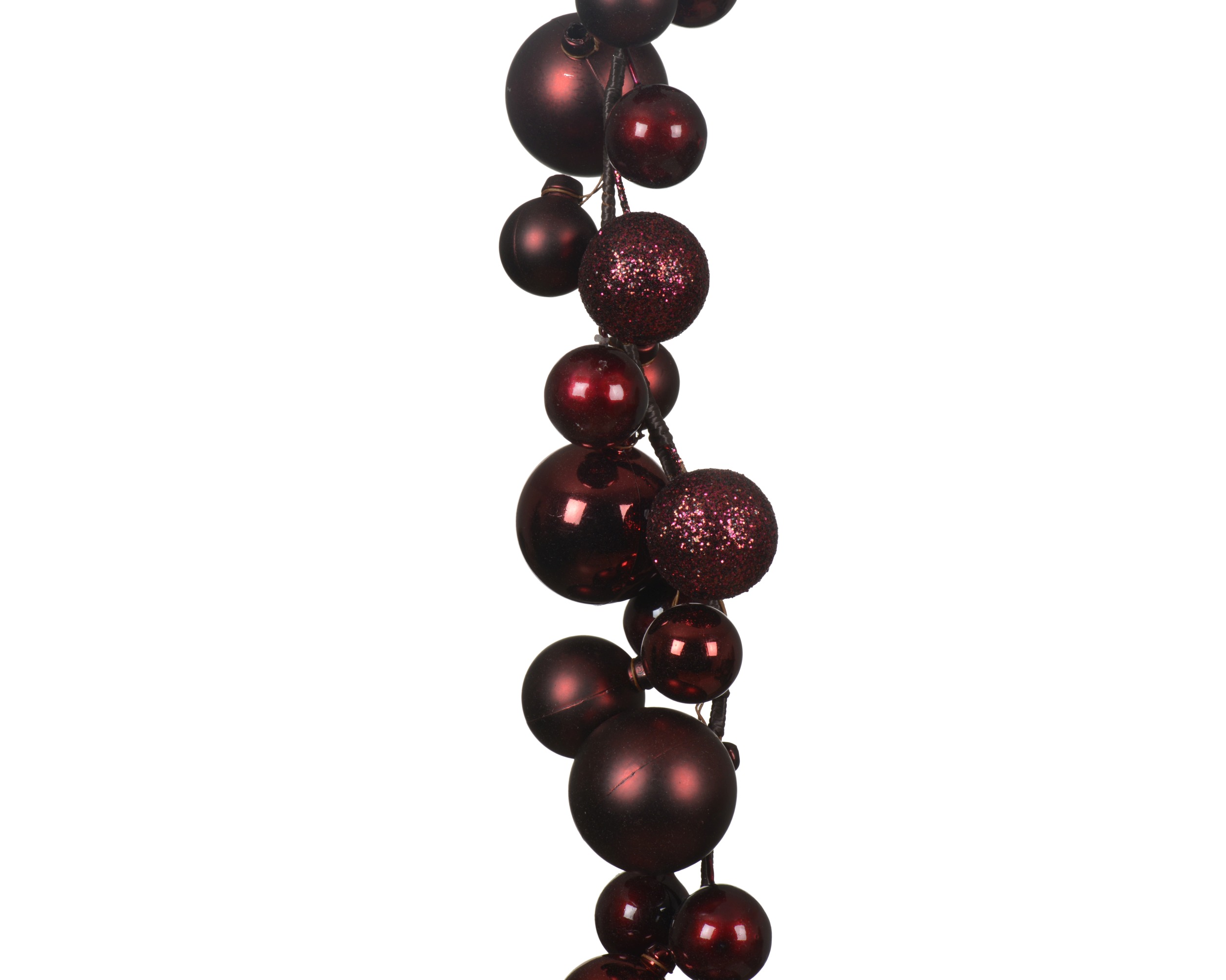Kerstballenslinger PLC Ossenbloed 180cm - Mat/Glanzend/Glitter