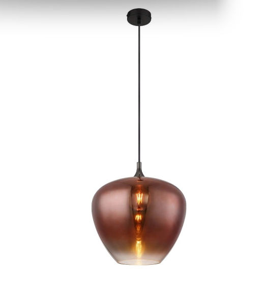 Globo Maxy Hanglamp Zwart met Koper Glas Ø 40cm E27