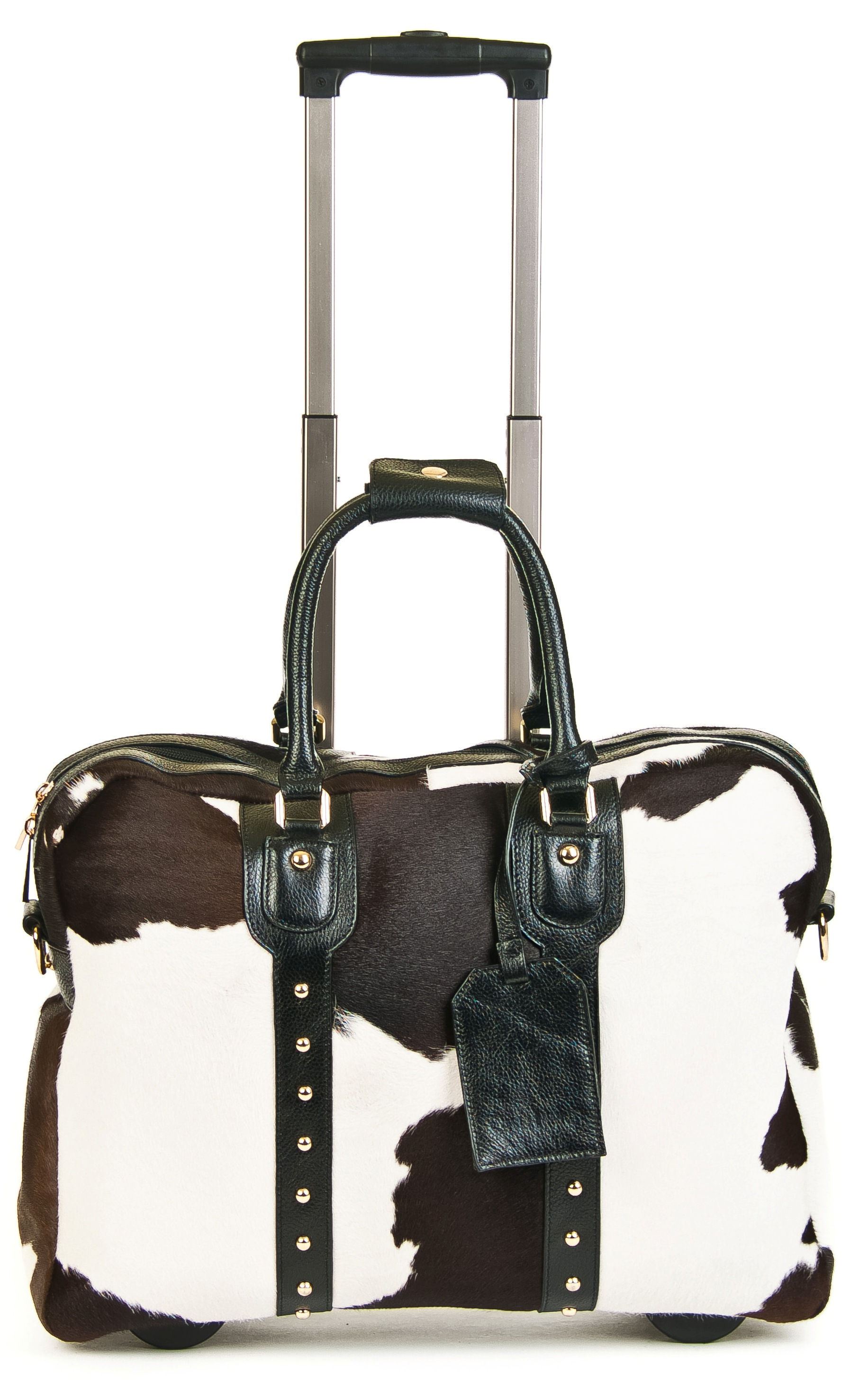 Olivia Lauren Cowhide Business Trolley 17" Rundleer Koeienvel 46x16x38 cm