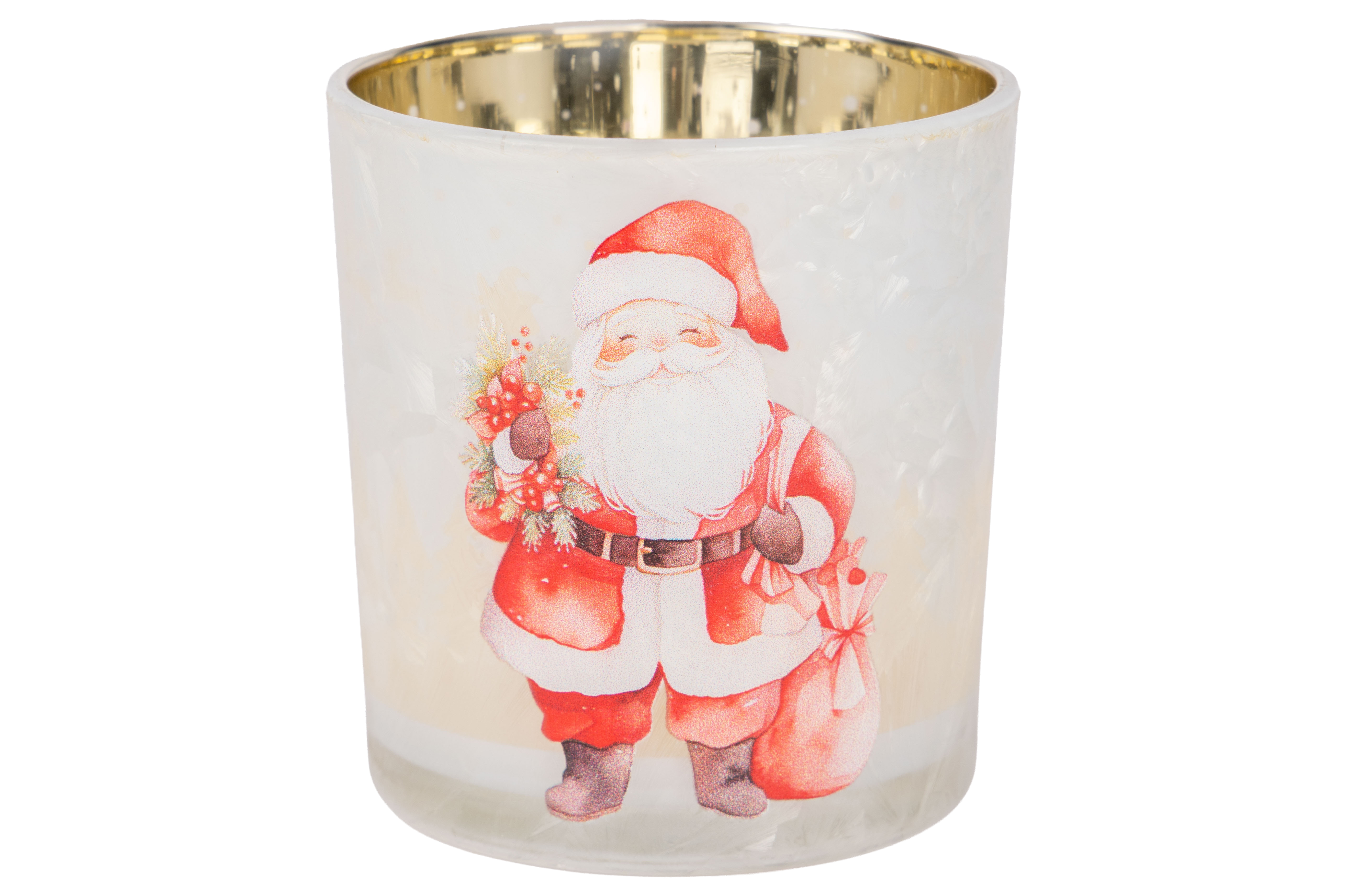 Cosy@Home Theelichthouder Santa 7.5x8 cm - Glas